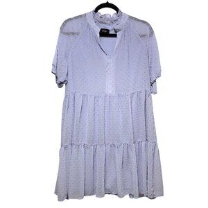 MSK Solid Light Purple Swiss Dot Ruffle Tiered Babydoll Dress M